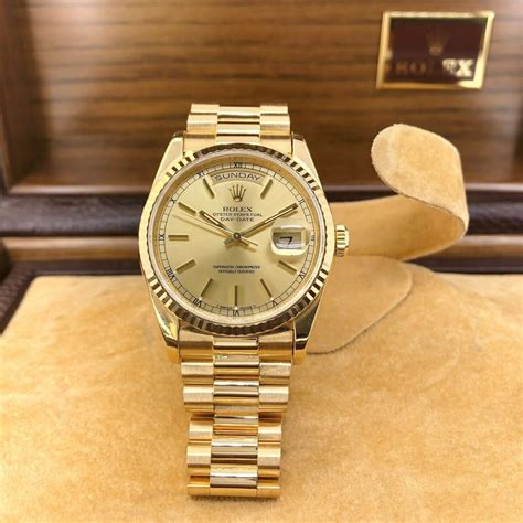 36mm rolex day-date presidential reference 18238 in 18k yellow gold|president day date 18238.